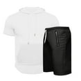 thumbnail image 2 of SEMIMAY Sleeve Set Sporty Short Men's Summer Hooded Shorts Textured Slit Men Suits & Sets, 2 of 5
