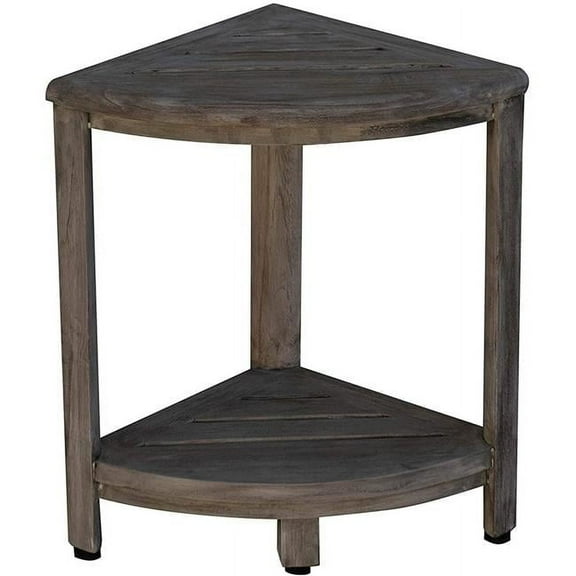 12 x 12 x 18 in. Compact Teak Corner Shower Outdoor Bench, Gray - Coquina