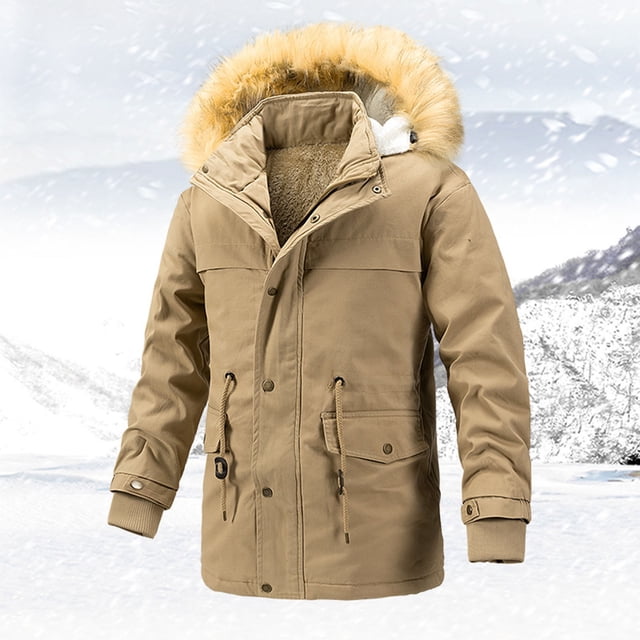 LOVZFMLL Jackets for Men Winter Casual Solid Hooded Zipper Pockets Long Sleeve Cardigan Coat Jacket