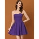 thumbnail image 2 of Disfraz de navidad Fiesde las mujeres sin tirantes con cremalleexpuessólido mini vestido de tubo acampanado PúrpuM, 2 of 6