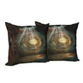 thumbnail image 6 of Ambesonne Fantasy Throw Pillow Cover 2 Pack, Clock Dream Sky Fiction, 18", Brown and Teal, 6 of 6