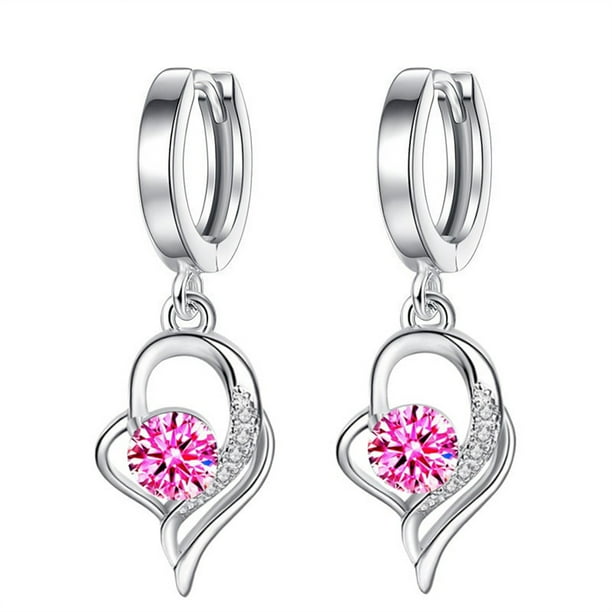 Pendientes de aro con colgante de corazón Qarigey rosa AP010500-03B