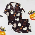 thumbnail image 5 of Halloween Pajamas 2 Pcs Silk Satin Soft Sleepwear Outfits Halloween Button Down Womens Short Sets Lounge Wear For Women Sleep Sets For Women, 5 of 6