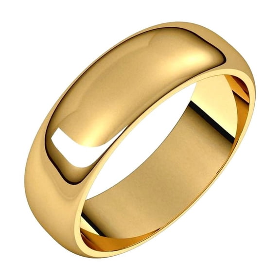 10k Yellow Gold 6mm Half Round Band Ring Size 7 Ring for Women and Men - 4.9 Grams
