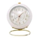 thumbnail image 3 of Reloj de cuarzo silencioso de estilo moderno con luz LED de colores, soporte y función de repetición de alarma. Blanco, 3 of 9