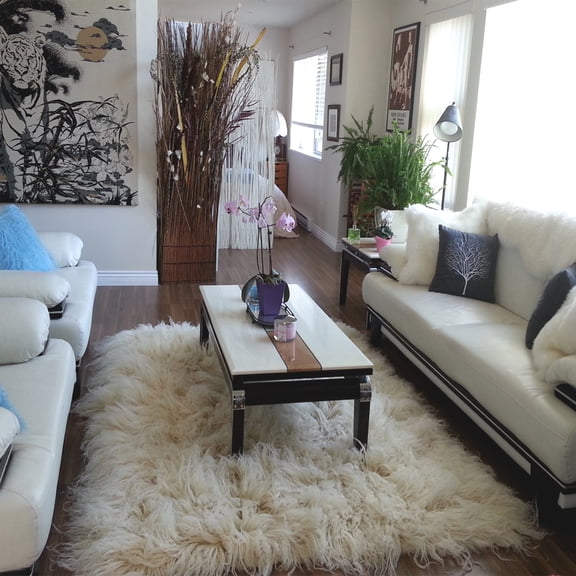 ULTRA-PLUSH 3x5 Flokati Rug💥Long 6” shag pile.💥100% natural wool💥Authentic Greek Flokati Rug. Off White Area Rug