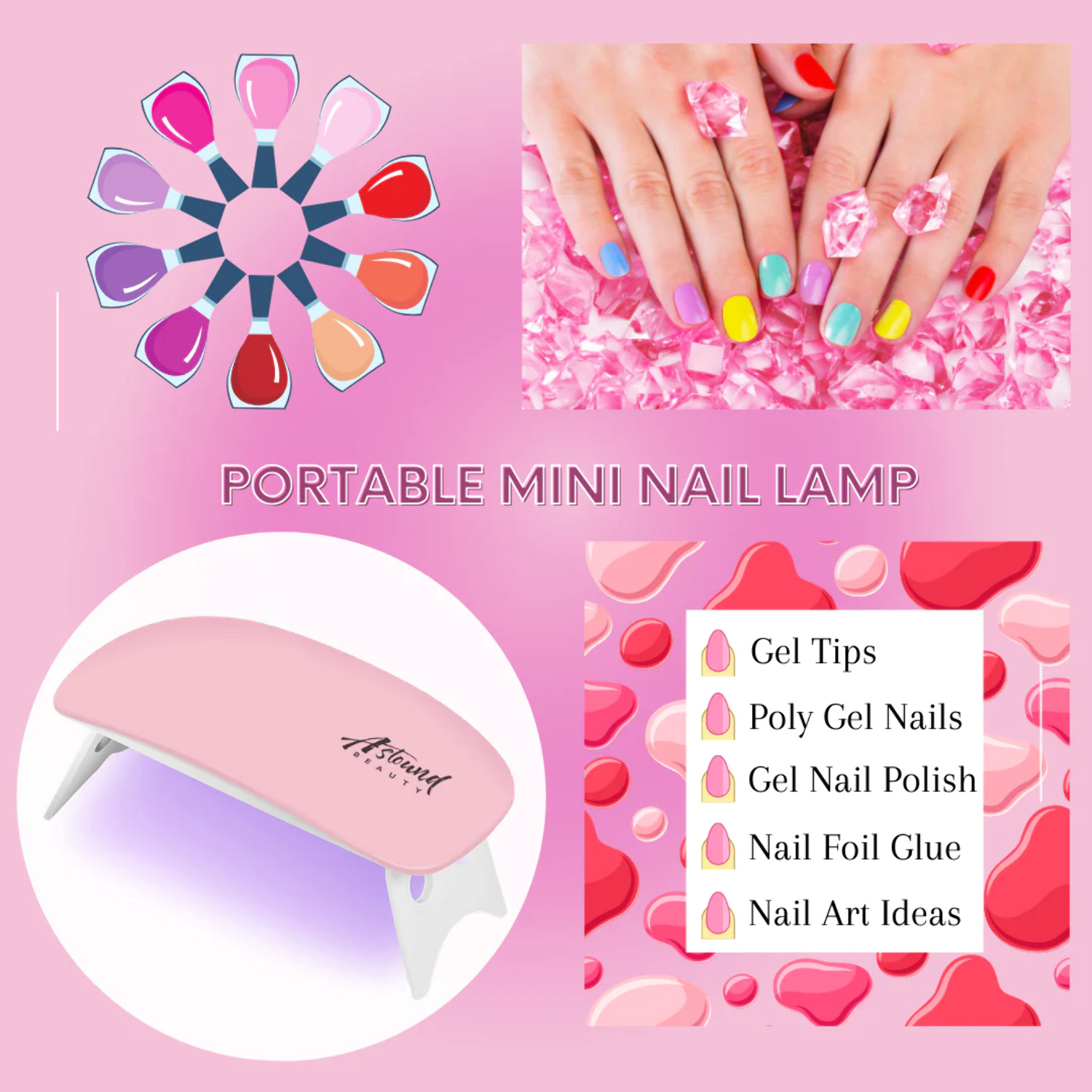 Gel X Nails - 2 in 1 Nail Glue and Base Coat with Clear and Apricot Color,  UV LED Lamp with 500Pcs Coffin Nail Tips - All-in-One Gel Nail Polish Kit  for