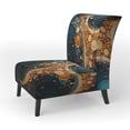 thumbnail image 3 of Designart "Gold Teal Abstract VORTEXs II" Gold Abstract Upholstered Accent Chair - Modern Arm Chair For Bedroom, 3 of 7