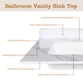 thumbnail image 4 of 43 Inch Marble Vanity Top, White Vanity Top with 3 Pre-drilled Faucet Holes, Bathroom Vanity Top with Undermount Rectangular Middle Sink and 4" Height Backsplash, The Cabinet are not Included, 4 of 10