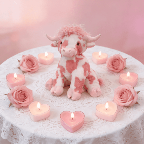 SDOHIG Highland Cow Stuffed Animals, Highland Cow Gifts, Highland Cow Decor, Pink, 20", Valentine's Day Birthday Gifts for Men Women, New Year Decorations