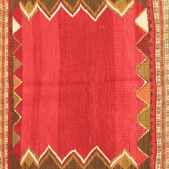 Ahgly Company Indoor Square Oriental Orange Traditional Area Rugs, 7' Square