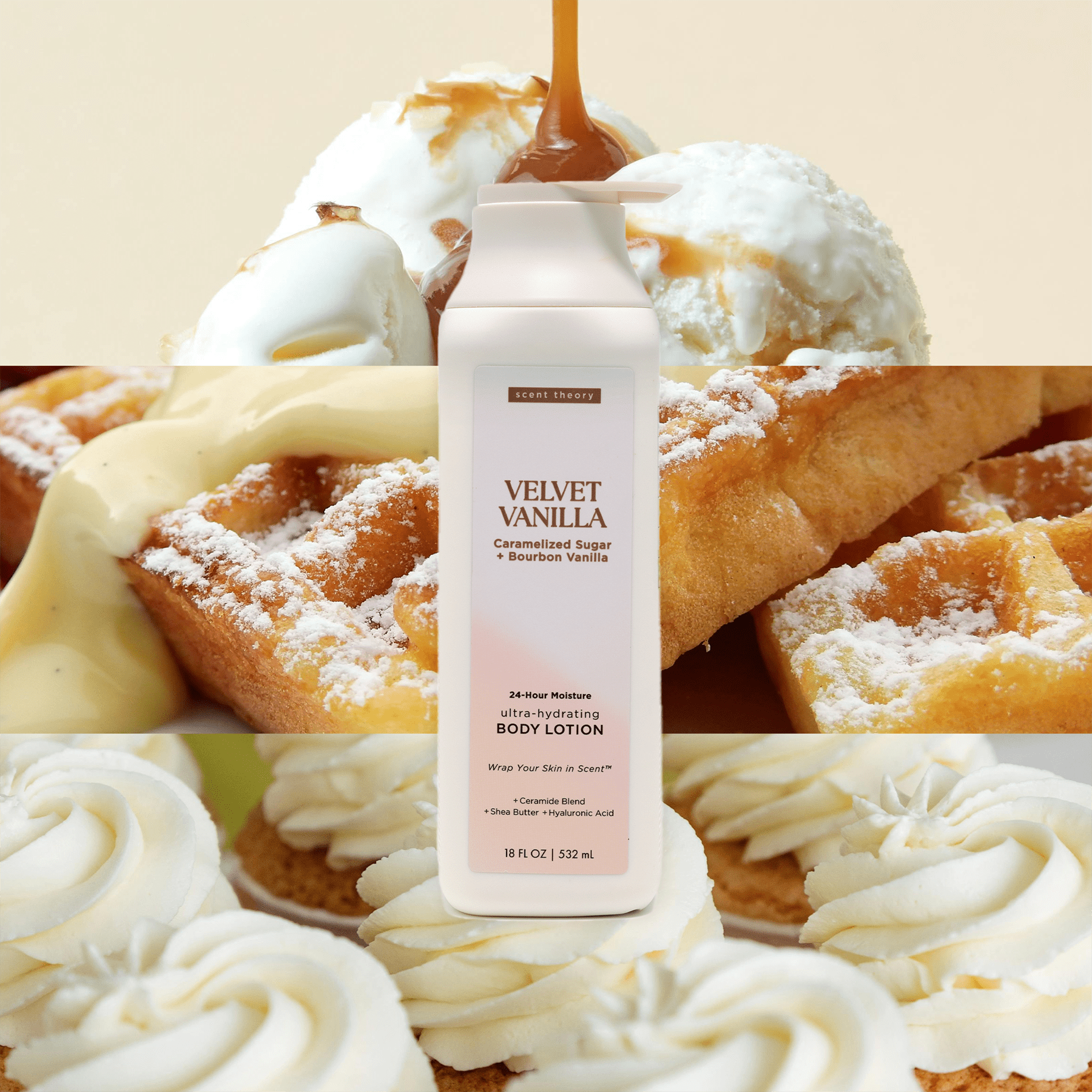 Scent Theory Body Lotion with Shea Butter, All Skin Types, Velvet Vanilla, 18 fl oz