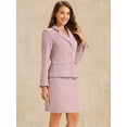 thumbnail image 3 of DARING DIVA Women's 2 Pieces Business Suit Collared Button Down Work Set L Grey Pink, 3 of 6
