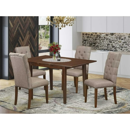 East West Furniture Picasso 5-piece Wood Kitchen Table Set in Mahogany