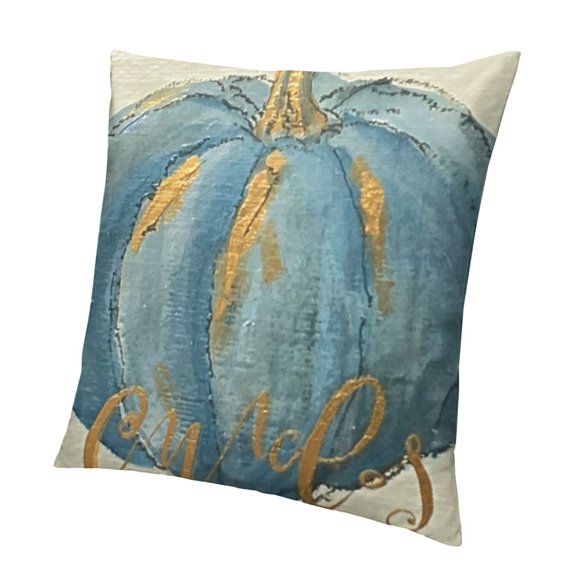 Pillowcases Decorative Fall Blue Gray Pumpkin Throw Pillow Covers Case Cases Cover Cushion Sofa Size Two Side
