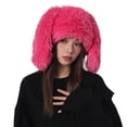 thumbnail image 2 of Opvise Fashion Winter Hat Long Rabbit Ear Hat Fluffy Cozy Thick Plush Warm Windproof Ear Protection Pure Color Lightweight Unisex Party Cosplay Cap Rose Red, 2 of 8