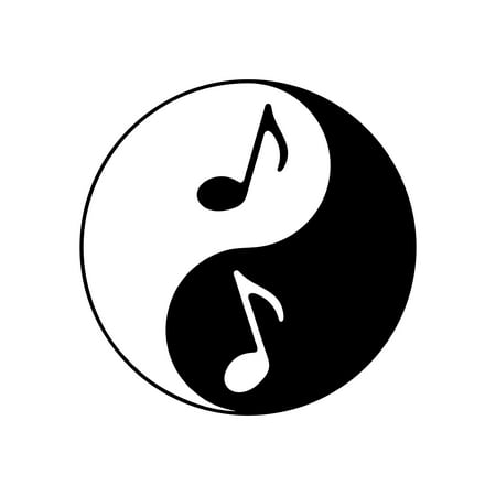 4 X 4 Bumper Stickers Yin Yang Symbol With Music Notes - 4