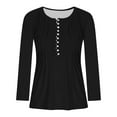 thumbnail image 4 of bnaln Womens Tops Fall Long Sleeve T Shirts V Neck Dressy Casual Pullover Henley Shirts Loose Fit Button Up Tunic Tops Blouses Pleated Tshirts Going Out Tops for Leggings, 4 of 4