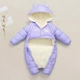 thumbnail image 4 of Baby Thick Winter Snowsuit with Cute Cartoon Print Hooded Waterproof Snow Wear Purple 9-12 Months, 4 of 4