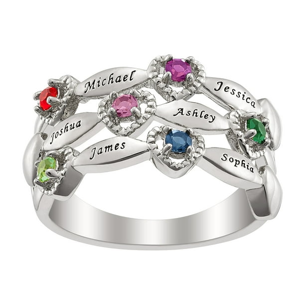 Personalized Personalized Women's Family Name And Birthstone Ring