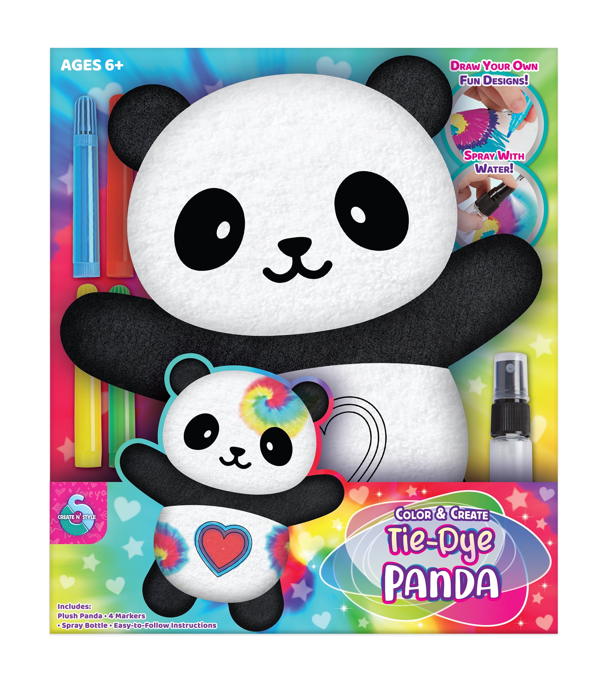 Hello Panda Black Animal Character Unisex Nursery Kids Room Fun Colour Art Print 