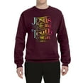 thumbnail image 2 of Wild Bobby, Jesus Is The Way John 14:6 Bible Verse, Inspirational/Christian, Unisex Crewneck Graphic Sweatshirt, Maroon, Small, 2 of 3