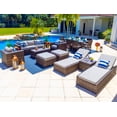 thumbnail image 1 of Sorrento 18-Piece Resin Wicker Outdoor Patio Furniture Combination Set in Brown W/ Sofa Set, Eight-Seat Dining Set, and Chaise Lounge Set (Flat-Weave Brown Wicker, Polyester Light Gray), 1 of 9