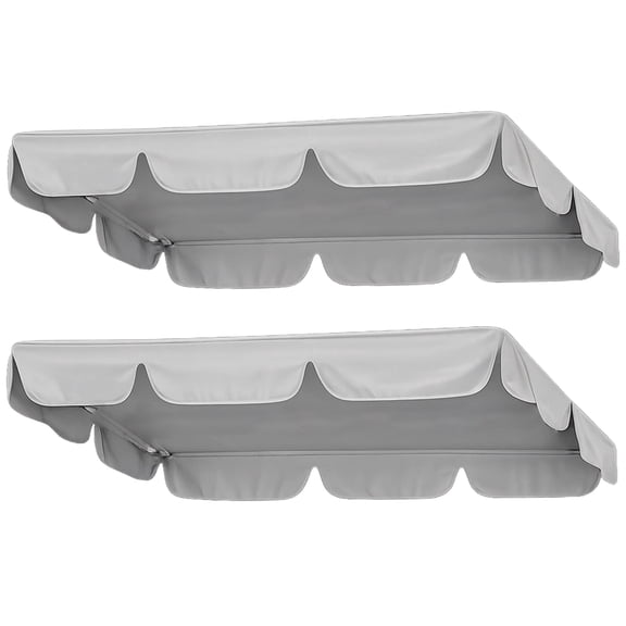 2Pcs Canopy Swing Replacement Top, Outdoor Swing Canopy Cover 2 Seater, Swing Canopy Replacement, Waterproof Sun-Resistant Oxford Fabric(Gray, 64.6 in x 44.9 in x 5.9 in)