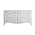 thumbnail image 2 of 72 Inch Wood Dresser, 6 Drawers, Scalloped Edges, Rustic White Wood Finish, 2 of 9