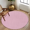 thumbnail image 2 of Round Rugs 5Ft, Pink Burlap Texture Round Area Rug Washable Indoor Throw Carpet, Farmhouse Vintage Pink Soft Non Slip Circle Rug for Cabinet Bathroom Home Decor Aesthetic, 2 of 8