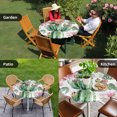thumbnail image 4 of Tropical Succulent Round Tablecloth for 55-60 Inch Tables, Fitted Table Cover with Elastic Edge, Botanical Plants Pink Floral Waterproof Outdoor Table Cloth Protector for Patio Garden Dinner Picnic, 4 of 9