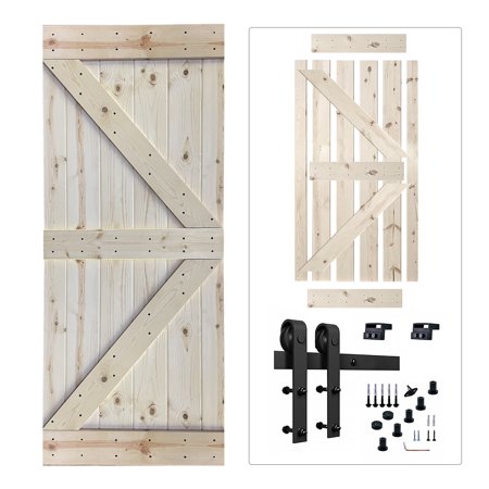 UPC: 0794497923620 | Akicon Paneled Wood Unfinished Barn Door with Hardware Kit – UF Series K2 30