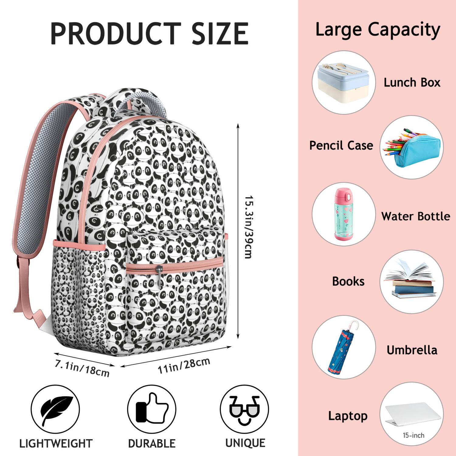 Panda Backpack with Secret Pocket - Discreet Hidden Compartment for Valuables, Cut-Resistant Fabric, Theft Proof Design Panda Themed Gift