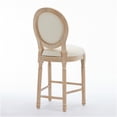 thumbnail image 4 of JERFIT 2-Pack Upholstered Bar Stools with Cushioned Seat, Beige Fabric and Solid Wood Frame for Kitchen Island, Counter Height, Farmhouse Style, 4 of 10