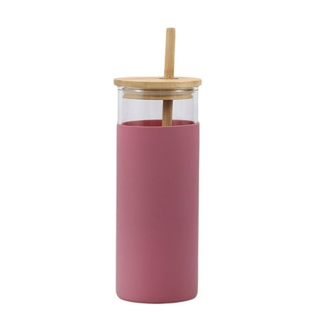 

Glass Drinking Water Bottle Large Capacity Water Bottle for Cold Brew Tea Iced Coffee Pink