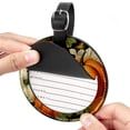 thumbnail image 2 of Thanksgiving Pumpkin 2pcs PU Leather Round Bag Tags with Privacy Cover and Name ID Tag - Suitcase Tags for Travel Luggage, Handbags, Backpacks, School Bags, 2 of 6