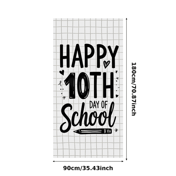 Typographie Mignonne Joyeux 10e Jour d'École Bannière Toile de Fond Décorations de Fête Accessoires de Photographie Décoration de Classe Fond d'Événement Joyeux