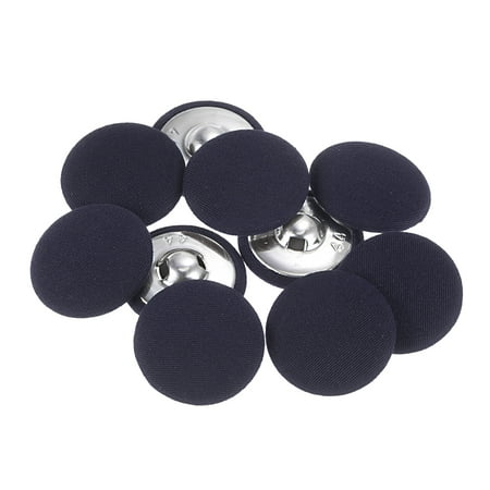 Uxcell 10pcs 44L Fabric Cloth Covered Button 28mm Metal Shank Round Sewing Buttons for Suits Dress Blouses Deep Blue