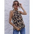 thumbnail image 5 of Women's Leopard Print Halter Top Shirt Casual Button Sleeveless Vest, 5 of 5