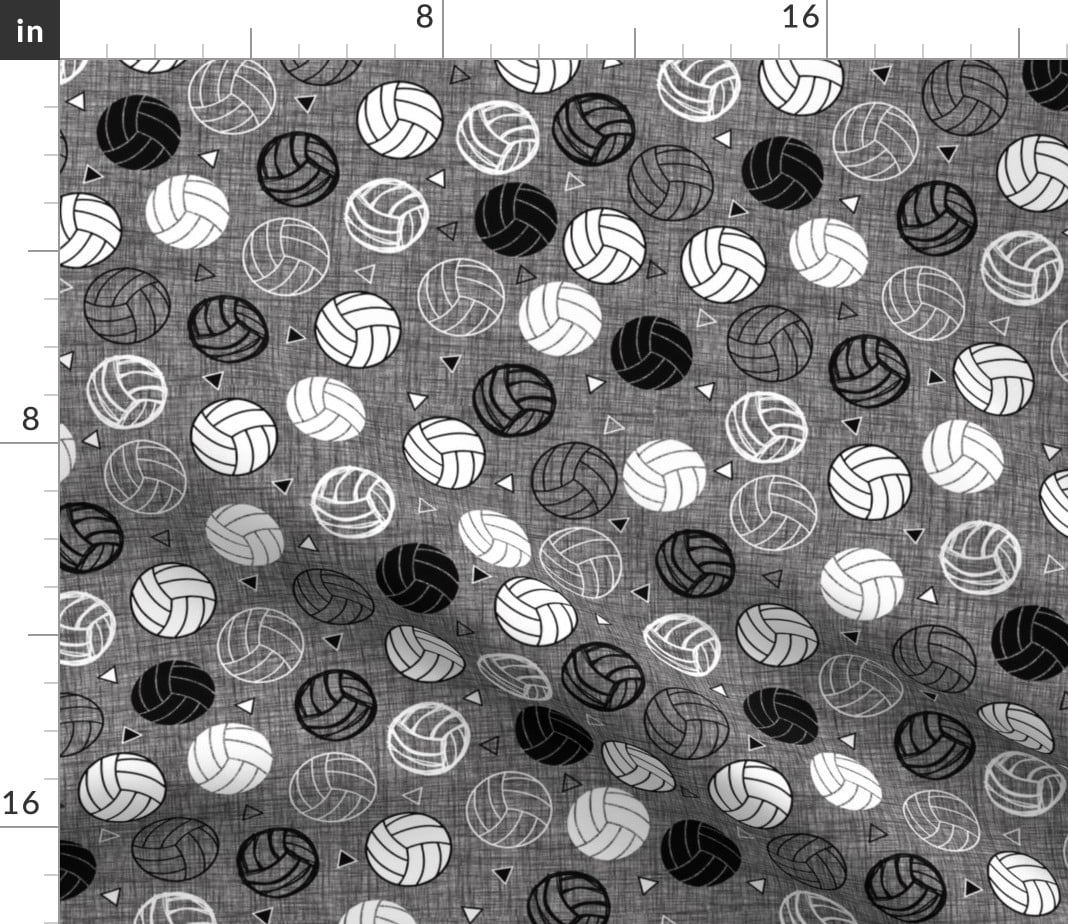 Spoonflower Fabric Volleyball Triangles Gray Charcoal Black White