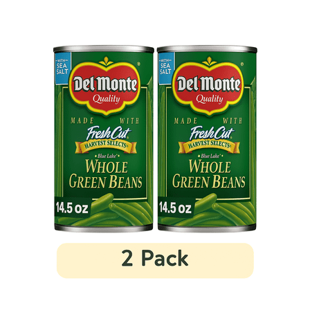 Del Monte 2 pack  Blue Lake Whole Green Beans, Canned Vegetables, 14.5 oz Can