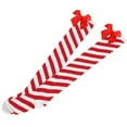 thumbnail image 4 of Diufon Christmas Socks for Women Striped Bowknot Knee Length Stockings Thin Thigh High Leggings for Youth Girls, 4 of 6