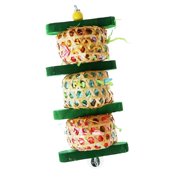 Juguetes para masticar pájaros, astilla de loros, juguetes colgantes para pájaros con bola de ratán y accesorios para jaulas de papel para pájaros Sunnimix Juguete de loro