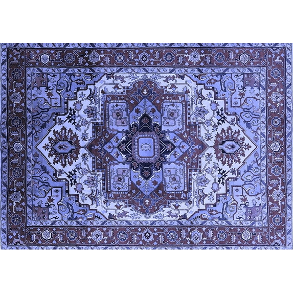 Ahgly Company Machine Washable Indoor Rectangle Oriental Blue Industrial Area Rugs, 2' x 5'