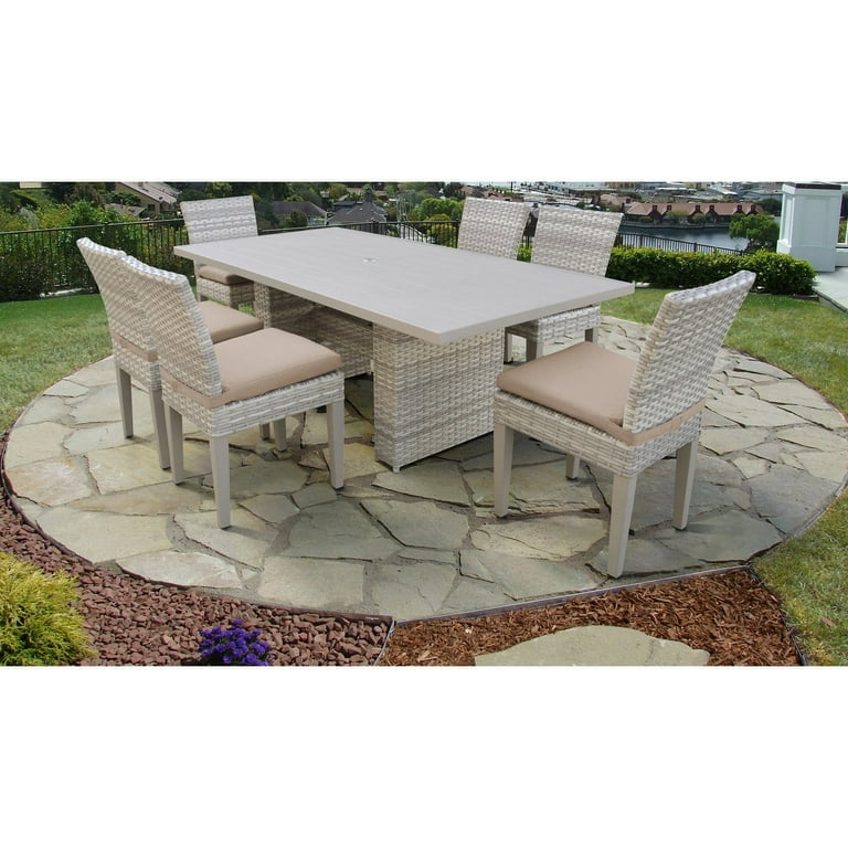 Fairmont Wicker 7 Piece Patio Dining Set with Armless Chairs Walmart