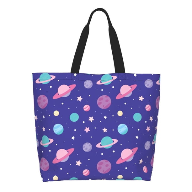 Balery Space Bolsa Tote Estilo Estético con Cremalleras, Bolsa de Hombro, Bolsa de Compras Grande y Plegable