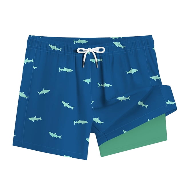 Pantalones Cortos Playa Baño Natación Hombre Seco Rápido (oscuro L) Azul