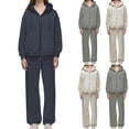 thumbnail image 1 of Sentmoon Pyjamas pour Femmes Ensemble Hauts pour Femmes Tendance et Pantalons pour Femmes Décontractés Surdimensionnés Col Ras du Cou Tenue de Détente Manches Longues Pyjama pour Femmes Hiver pour Photos de Famille Assorties, 1 of 3
