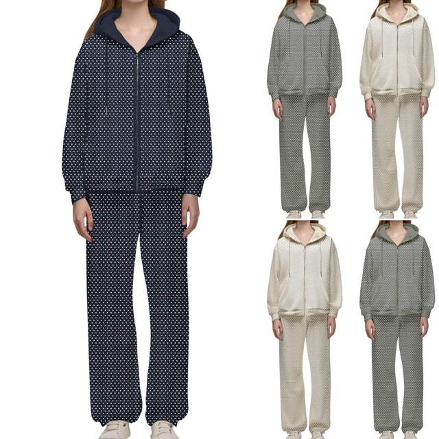 Sentmoon Pyjamas pour Femmes Ensemble Hauts pour Femmes Tendance et Pantalons pour Femmes Décontractés Surdimensionnés Col Ras du Cou Tenue de Détente Manches Longues Pyjama pour Femmes Hiver pour Photos de Famille Assorties