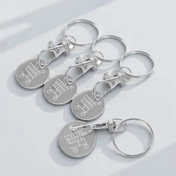 ROSENICE 4-Pack Shopping Trolley Token Keychains for Keys and Bags, Cart with Keyring Accessories